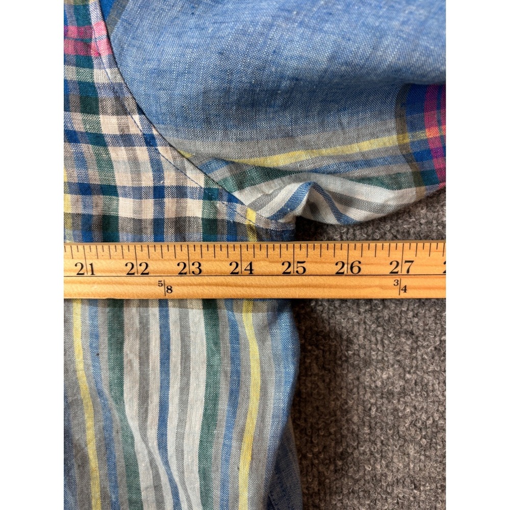 Tommy Bahama Shirt Mens XL Blue Multi‎ Color Linen Long Sleeve Plaid Button Down - Picture 6 of 7